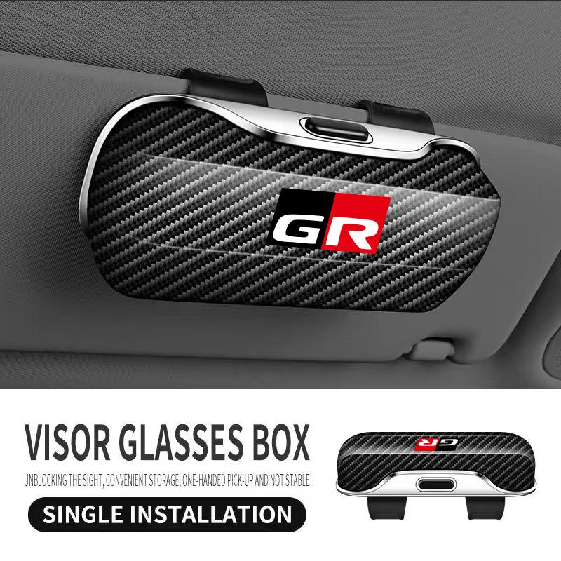 Car Eyewear Case Box Sunglasses Holder Sun Visor Storage Protective Frame Box Glasses Clip For Toyota GR Sport Rav4 Yaris Camry