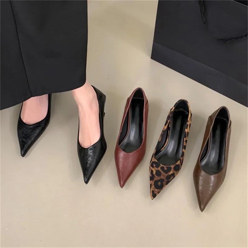 Fashion Eilyken Spring Design Leopard Print Woman Pumps Pointed Toe Thin Low Heels Elegant Party Female Shoes Zapatos De Mujer