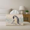 1pc Whimsical Vintage Tissue Box - Penguin Family Illustration, 17.02*25.91cm, Ideal for Kitchen, Living Room, Bedroom, Bathroom - Holiday Decor, Bath