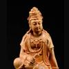 Wooden Guanyin Buddha Bodhisattva Statue Hand-Carved , Buddhism Figure  Home Room Office Feng Shui Statue 7.07 In