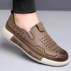 Fashion Casual Men's Leather Shoes  Men's Business  Fashionable and Breathable Casual Mesh Comfortable Party with Holes Leather  Men's