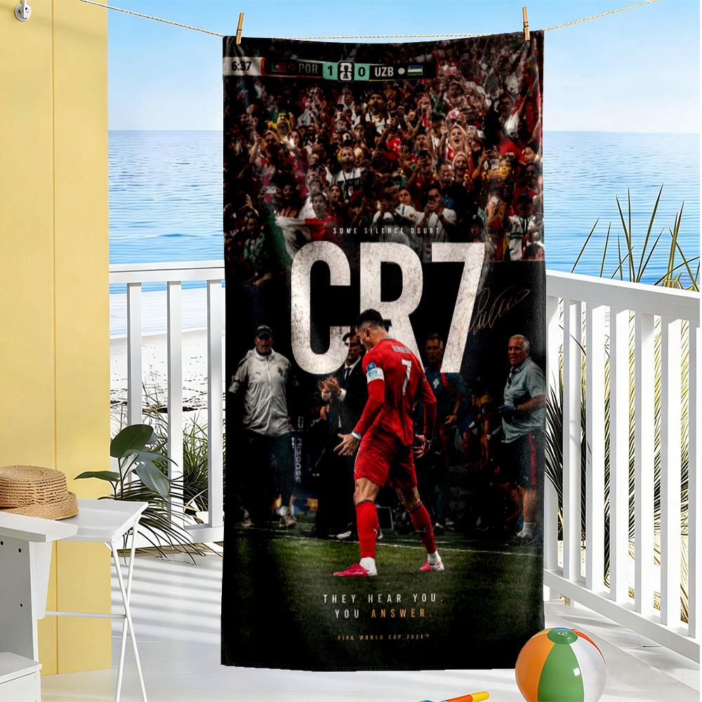 Cr7: Serviette de plage Révélée Séchage rapide Microfibre Douce Confortable Légère Portable pour la Natation, la Plage, le Camping, les Voyages, les Accessoires de Plage, la Salle de Sport
