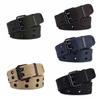 Woven Canvas Waist Belt Metal Buckle Woven Belts Versatile Double Row Buckle Belt  Leisure Wear