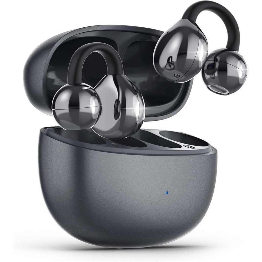 Open Ear Earbuds Air Conduction Headphones Wireless Earphones Bluetooth 5.4, Clip on Headphones with Mic 42H Playtime Over Ear Headsets Comfortable