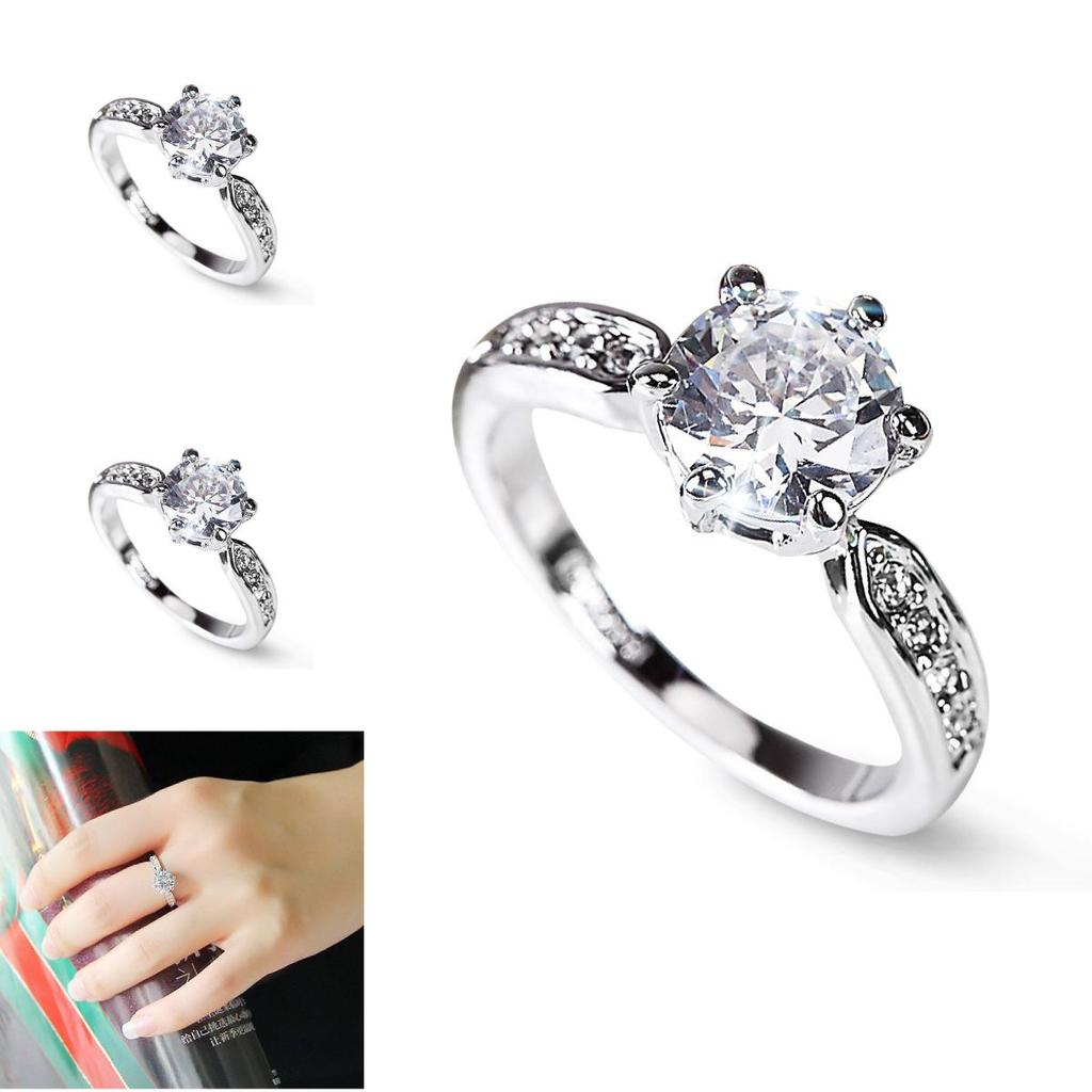 Elegant Womens Geometric White Copper Ring With Faux Diamond For Weddings And Engagements