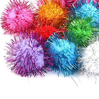 21 Pcs Flauschigen Pom Poms Bunte Plüsch Bälle DIY Kinder Pompoms Bälle Katze Haustier Welpen Spielzeug Spiele