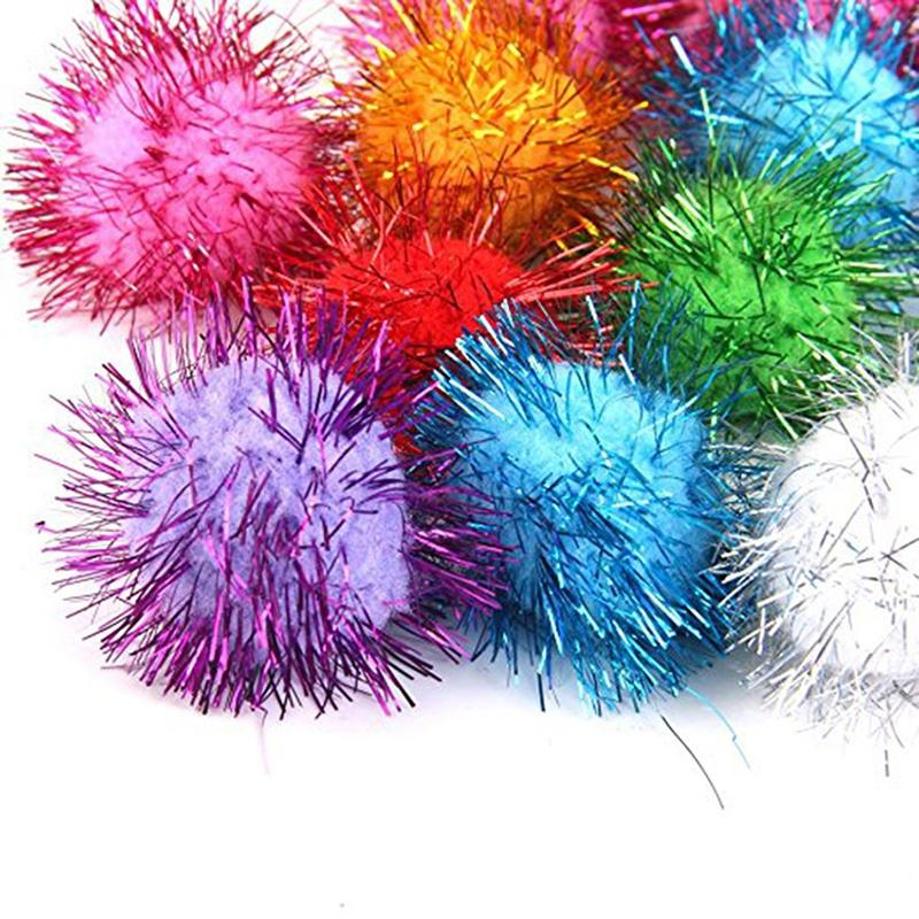 21 Pcs Fluffy Pom Poms Colorful Plush Balls DIY Children Pompoms Balls Cat Pet Puppy Toys Games