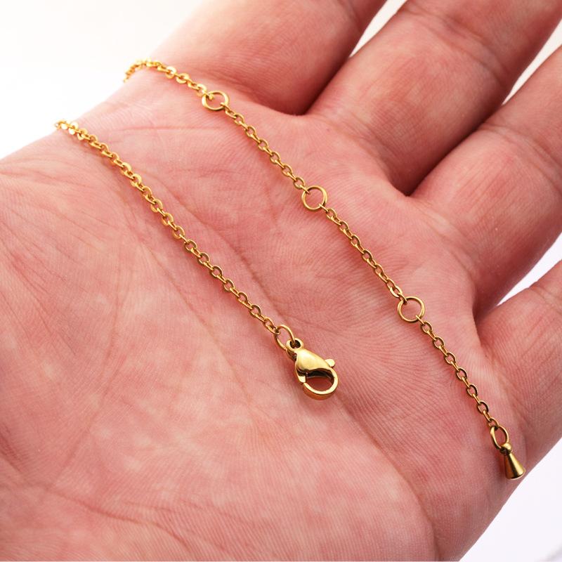 Stainless Steel Adjustable Three-Section Chain Necklace with Water Drop Pendant for DIY Jewelry.