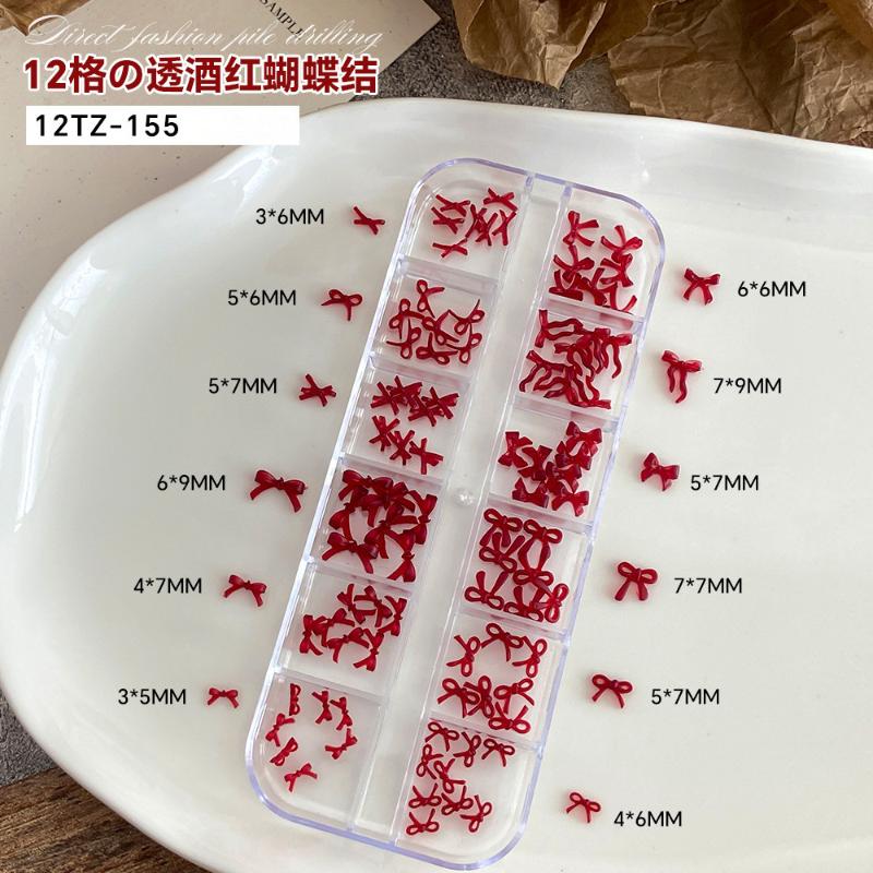 

12 Сетки/Коробка Банты Украшения для Ногтей 3D Красно-Коричневые Бантики Полимерные Шармы Ювелирные Изделия DIY Маникюр Декоративные Принадлежности Аксессуары красный
