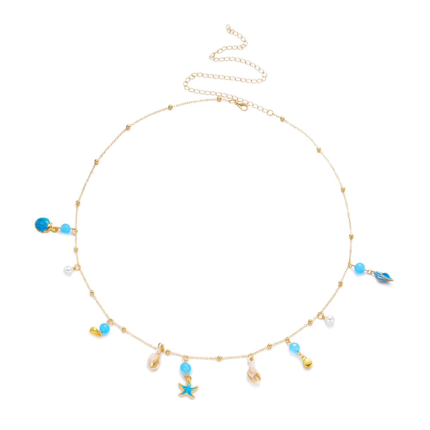 

Vacation Starfish Conch Faux Pearl Tassel Belly Waist Chain Summer Beach Ocean Theme Boho Body Jewelry For Women