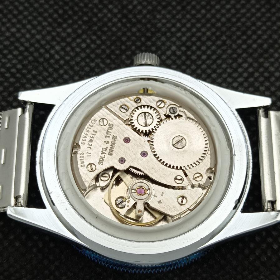 SWISS REFURBISHED 40MM TITUS MOVABLE BEZEL MENS BLUE DIAL WRIST WATCH A425323-2 RL-a425323