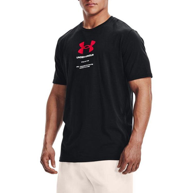 Under Armour Solid Color Logo Refreshing Breathable Comfortable Sweat-Absorbing Short Sleeve T-Shirt Men Tops Black 1366443-001
