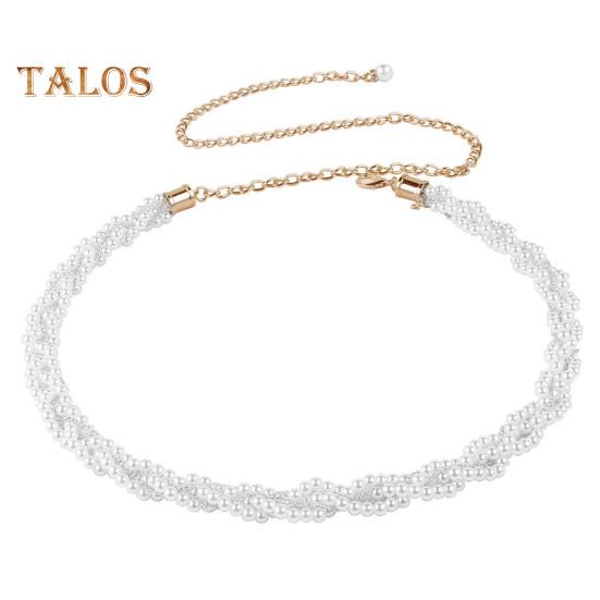 

Женская поясная цепочка с цветком и жемчугом, регулируемая длина, элегантный многослойный ремень для платья, аксессуар для женщин B