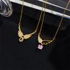 Fashion Popular Angel Wings Zircon Pendant Necklace Stainless Steel Chain Geometric Choker Jewelry Party Gifts For Women Girls