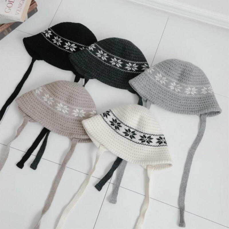 Women s Bonnet FW Contrast Wool Knit Hat C8538_Black