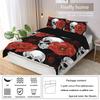 3-piece down duvet cover set with skull flower pattern print (1 duvet cover+2 pillowcases, no core) Halloween themed bedding set