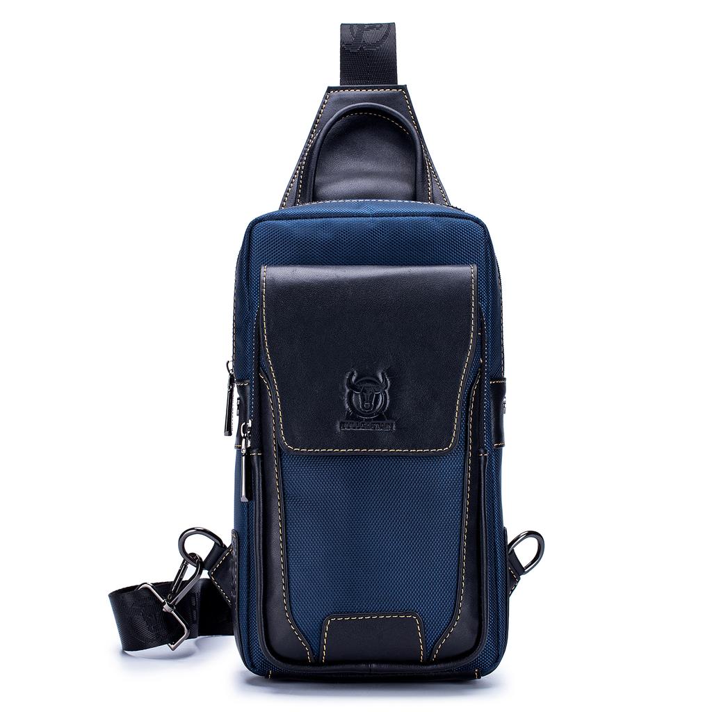 Menn Leather Sling Bag Casual Chest Bag Pack Crossbody Bag Sling Ryggsekk Reise Skulder Ryggsekk