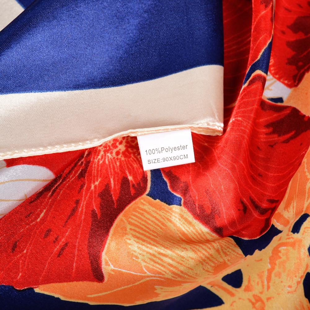 Spring Red Blue Silk Scarf Cape Chinese Style Elegant Flower Design Square Scarves Shawls Fouldard Fall Winter Scarves