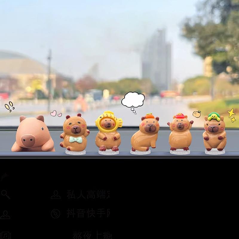 New Car Ornaments Auto Dashboard Rearview Mirror For Cartoon Capybara Decorative Ornament Car Styling Modification Accessories