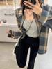 American Retro Plaid Long Sleeve Shirt Jacket for Women - Small Size, Spring/Autumn 2024