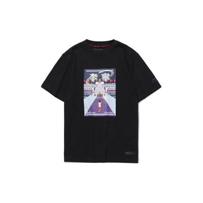 T-shirt à Manches Courtes Décontracté Sport Imprimé Homme Hauts Noir AHSQ633-2
