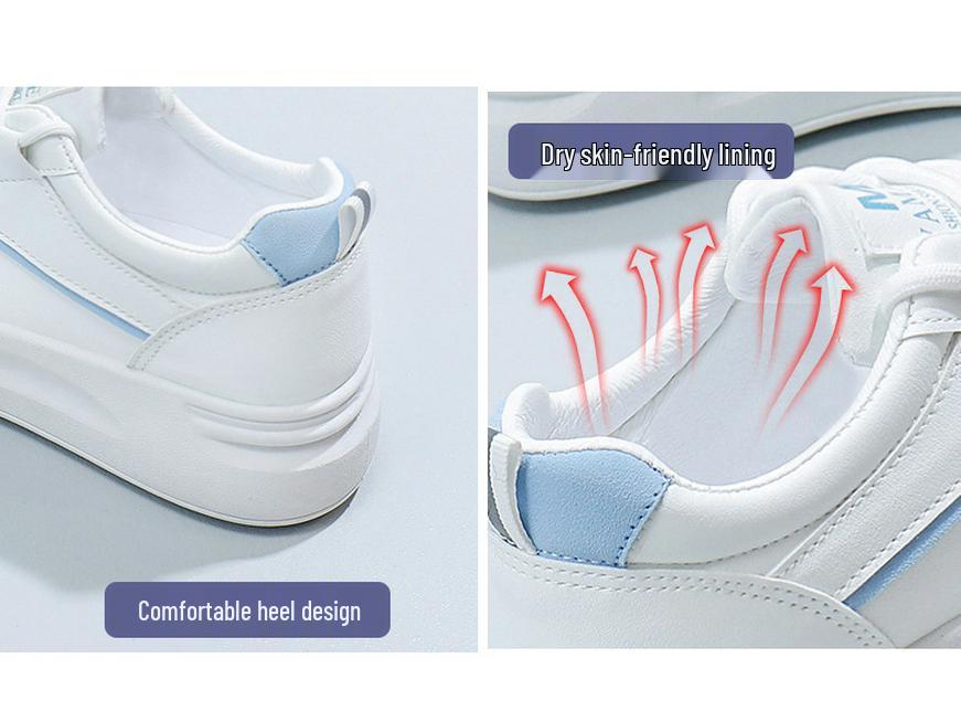 Korean Style Women's Platform Sneakers - Spring 2024 Casual White Shoes
