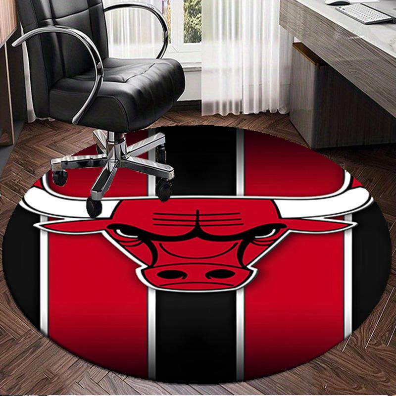 1PC Chicago Neon Cityscape Round Rug, Non-slip Chair Mat, Home Decor, Circle Carpet Perfect for Office, Bedroom, Living Room,Christmas Gift
