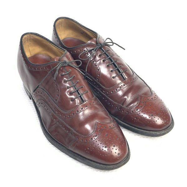 Vintage USA Made Johnston and Murphy Size 11D B 28.5 29.5cm Full Brogue Leather Shoes Brown(USED)