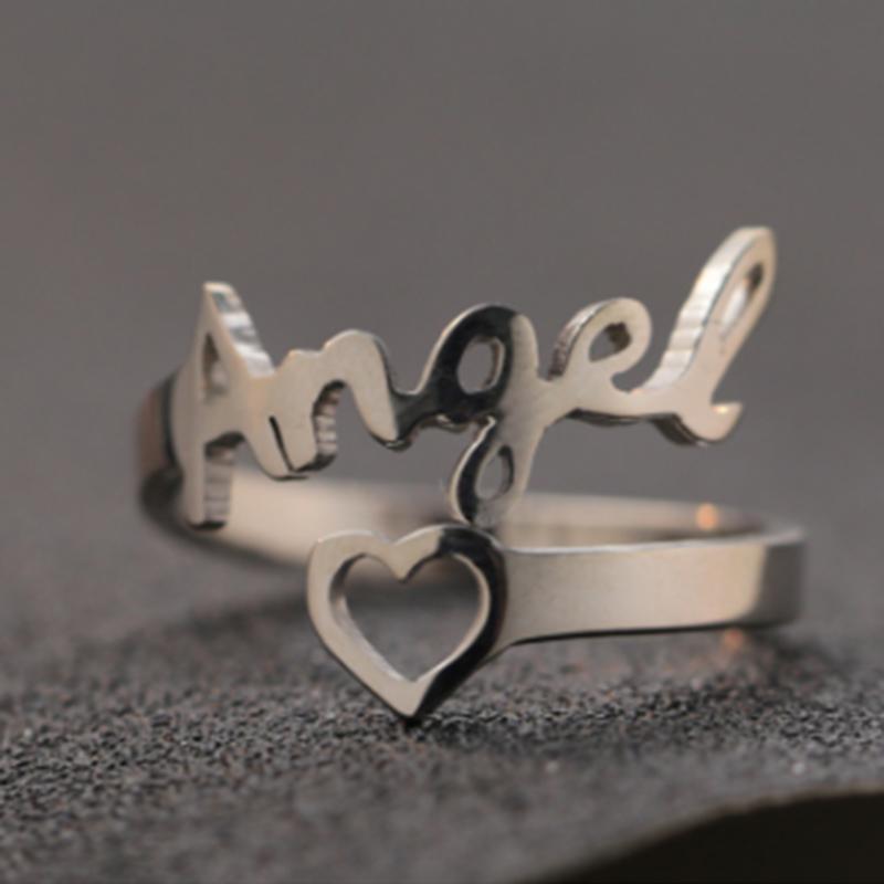Atoztide Custom Name Ring Unique Personalized Charm Fashion Stainless Steel Letter Gold Color For Women Girlfriend Jewelry Gift