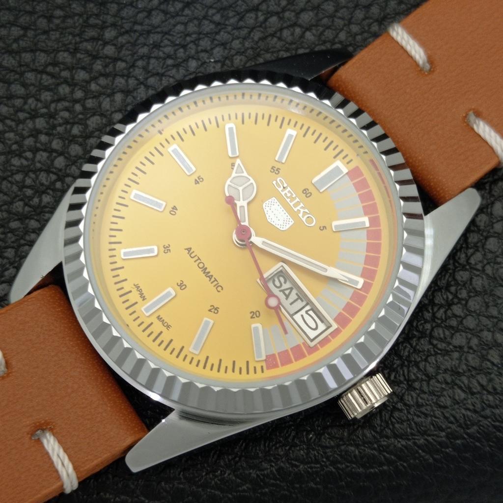 REFURBISHED SEIKO 5 AUTOMATIC 6309A VINTAGE JAPAN MENS YELLOW WATCH A440829-4 Sk-a440829