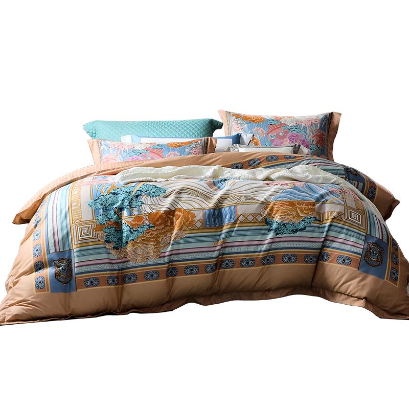 Fuanna 100S Long-Staple Cotton Sateen 4-Piece Bedding Set 1.5m/1.8m Bed (203x229CM)