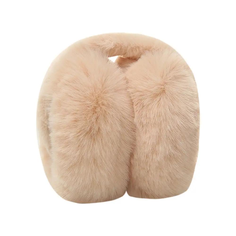 Solid Color Soft Plush Ear Warmer Winter Warm Earmuffs Fashion Ear Cover Outdoor Cold Protection Ear-Muffs Folding Earflap