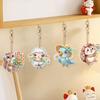 8Pcs Double Sided Spring Flower Animal Diamond Art Keyring Rhinestone Painting Keychain Pendant for Beginners Adults