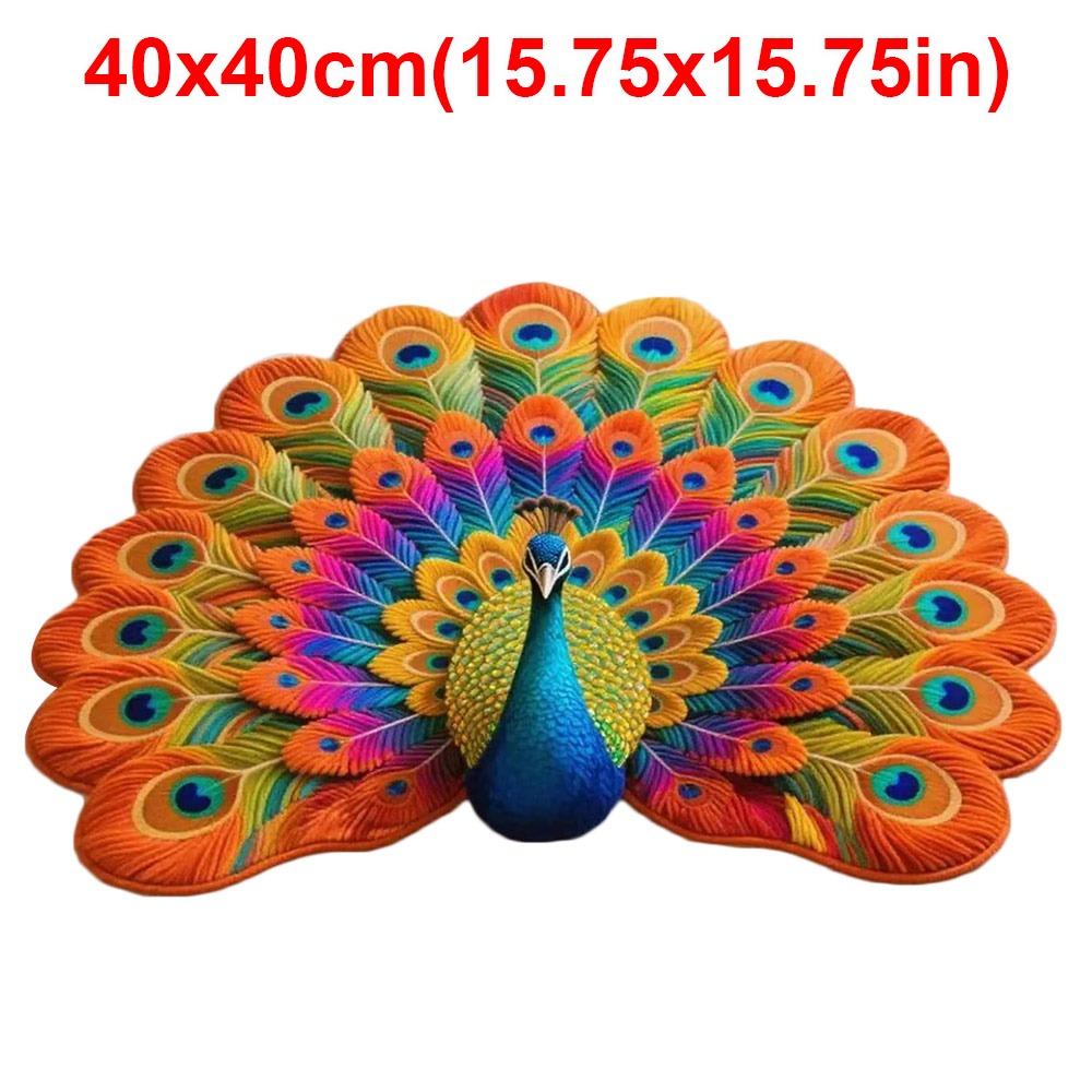 Soft Peacock Carpet Non-slip Door Gasket Portable Blanket  for Living Room Tea Table Bedside