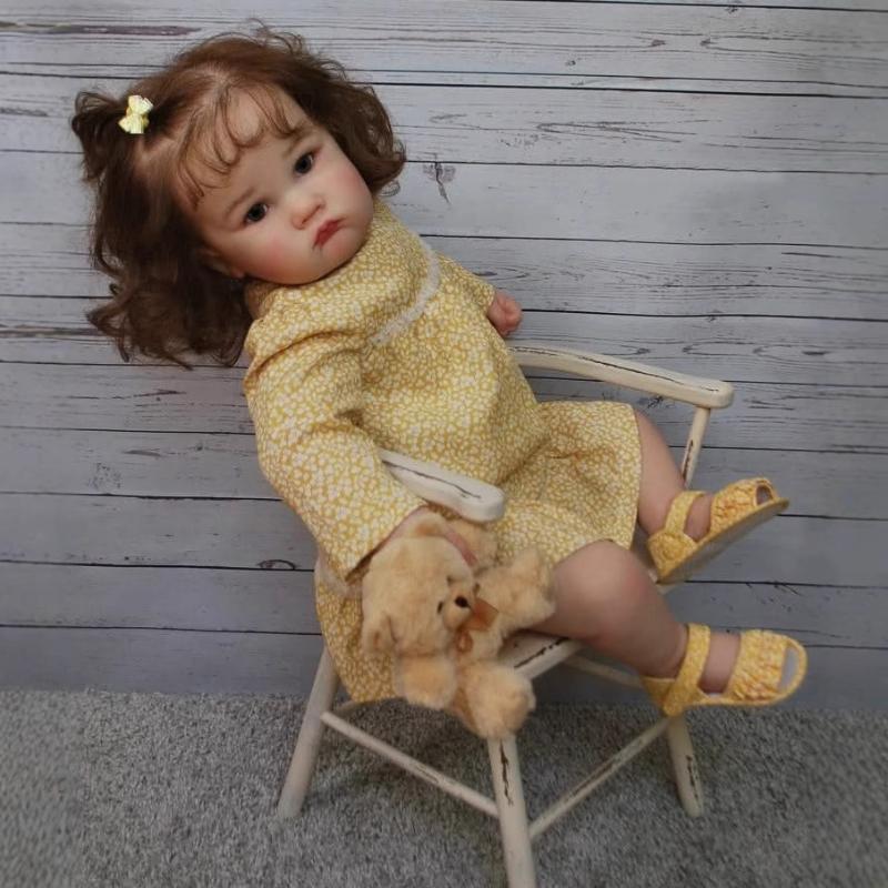 24 Inch Reborn Babies Doll Charlotte 60cm Soft Cloth Body Cotton Stuffed Imitation Baby Dolls Realistic Implanted Newborn Doll for Child Birthday Gift