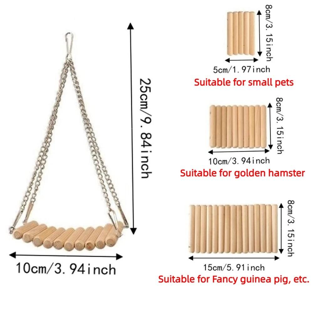 Easy To Install Bird Cage Swing Toy Wood Parrot Training Bridge Hamster Hammock Toy Small Animals