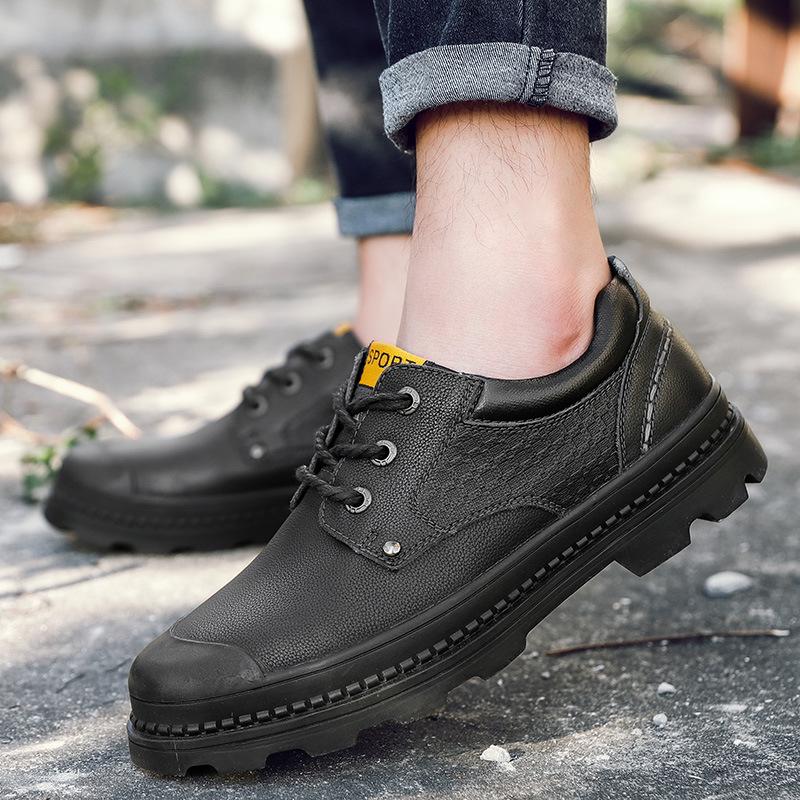 Autumn British Casual Shoes Boys Trend Work Shoes Fashion Big Head Shoes Wear-Resistant Men's Leather Shoes