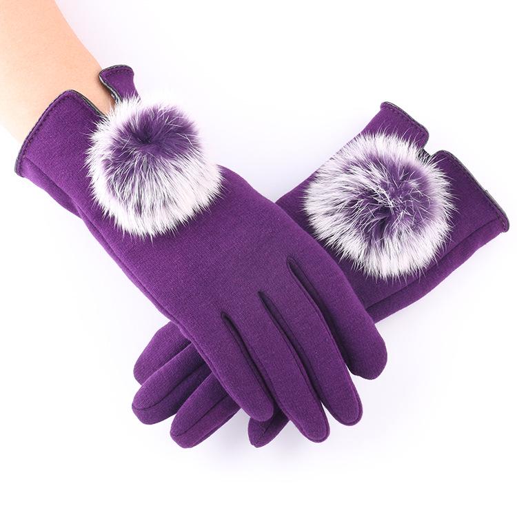 Damvinterhandskar med pekskärmsfunktion, fuskutterpäls och sammetskant