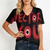 Women's Casual Short Sleeve V Neck Pullover Top Halloween Print Loose Fit Lightweight T Shirt for Everyday Wear