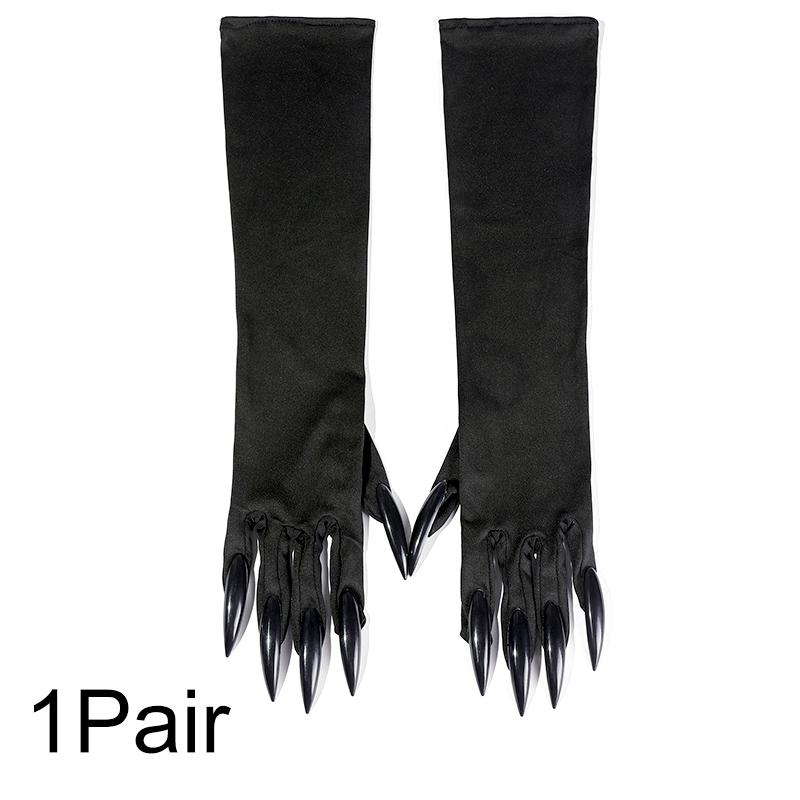1Pair Vampire Claw Gloves Masquerade Wear Cosplay Funny Halloween Costume Gloves Black Mardi Gras Sparkly Scary Claw Gloves