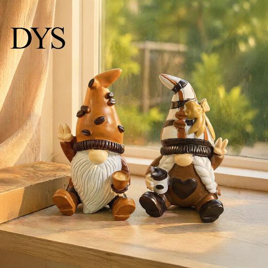 Resin Gnome Figurines Mini Coffee Ornaments, Sitting Bean Goblin Figurines, Station Decor Cute Statue for Shop Kitchen Shelf Tabletop Decorations