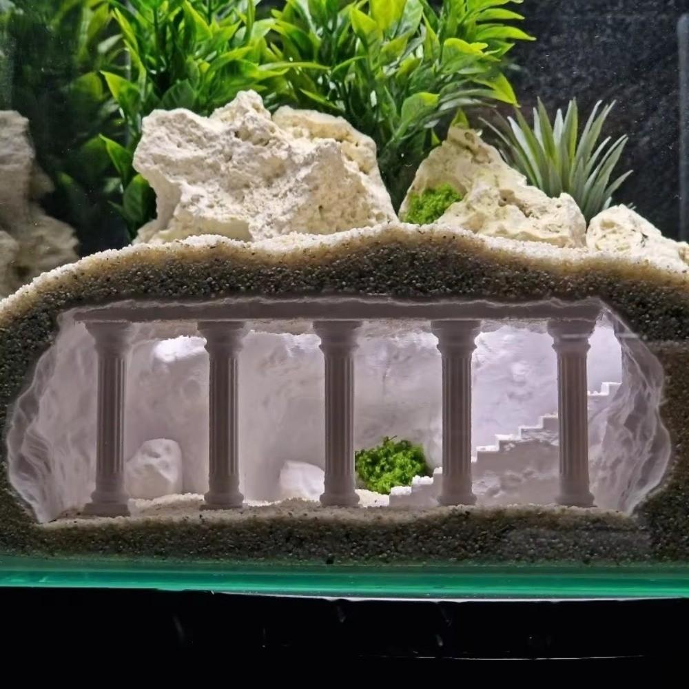 Durable Cave Shape Fish Tank Cave Hiding House 3D Printing Artificial Roman Column Aquascaping Decor Aquarium Decor