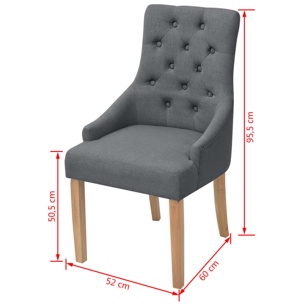 Dining Chairs 2 Pcs Dark Grey Fabric