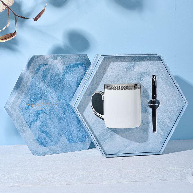 Wedgwood Parker IM Pen & Platinum Lace Mug Set