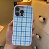 Magnetic Phone Case IPhone 16 Pro 15 Max 14 Blue White Checkered Compatible With Magsafe
