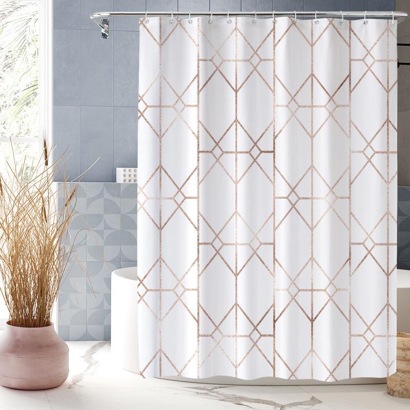 

Simple line geometry washable Dirt-Resistant Shower Curtain Shower Head waterproof Polyester Bath Curtain For Home Decor 90x180CM