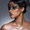 Rhinestone Embellished Mesh Veil Headpiece Mesh Fabric Bridal Headpiece  Bridal