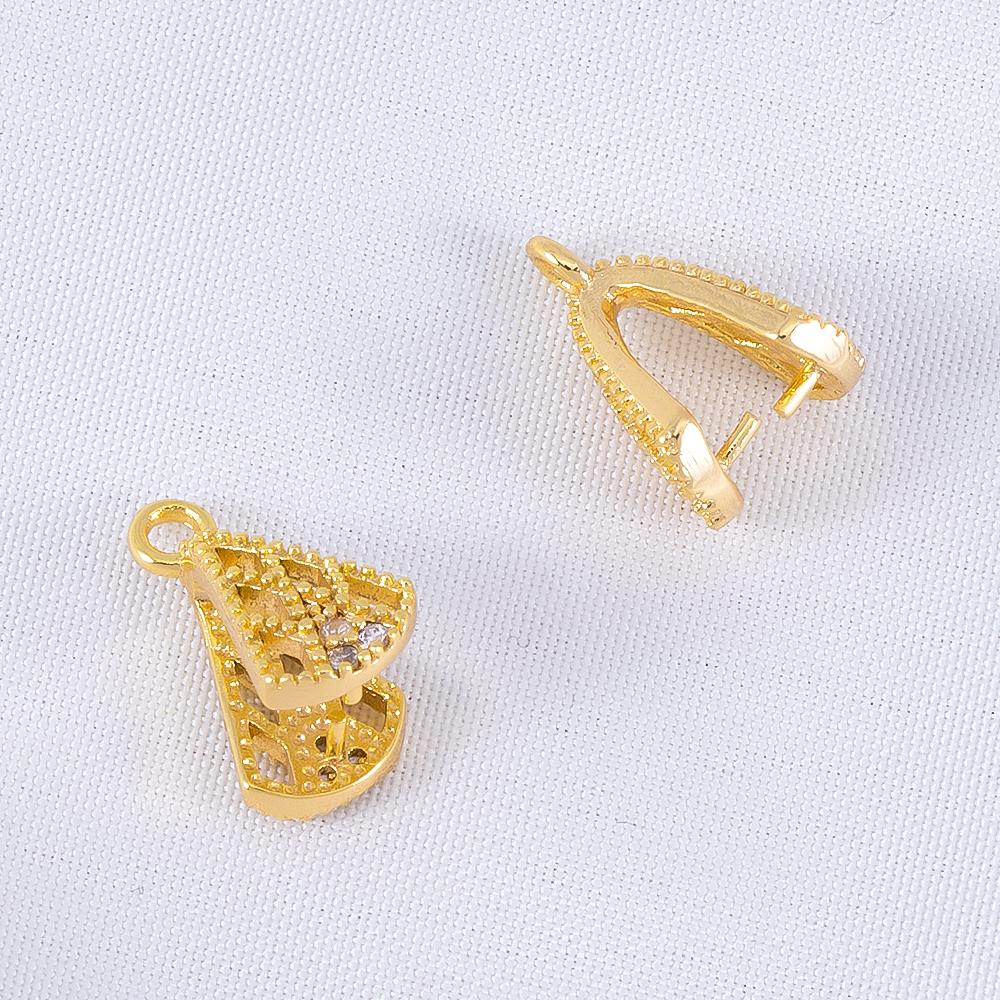 2Pcs 4Pcs 18K Gold Color Plated Zircon Pendant Pinch Clip Bails with Solder-On Pendant Bail For DIY Jewelry Making Accessories