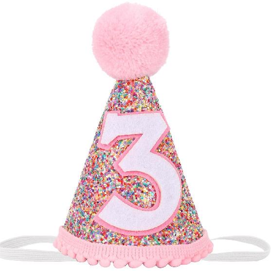 Rainbow Cone Birthday Hat, Glitter Birthday Hat, Perfect Birthday Party Decoration for Boys and Girls
