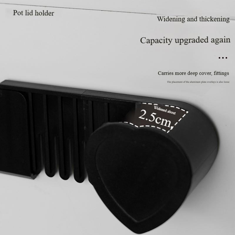 Wall Mounted Pan Lid Holder Adjustable Pan Cover Organizer 2X Adhesive Wall Mounted Storage Stands Kitchen Cooking Utensil Tool